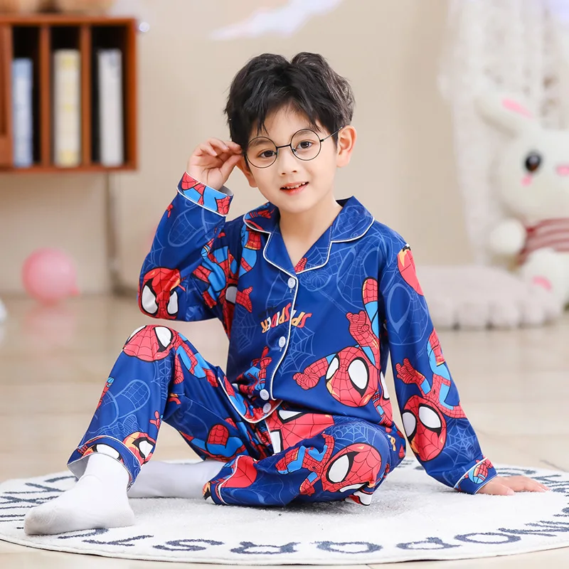

HOT Marvel Children Pajamas Sets Set for Spring and Autumn Kids’ Clothing Cute Sleepwear Suit Gift for Kids Spider Man Printed