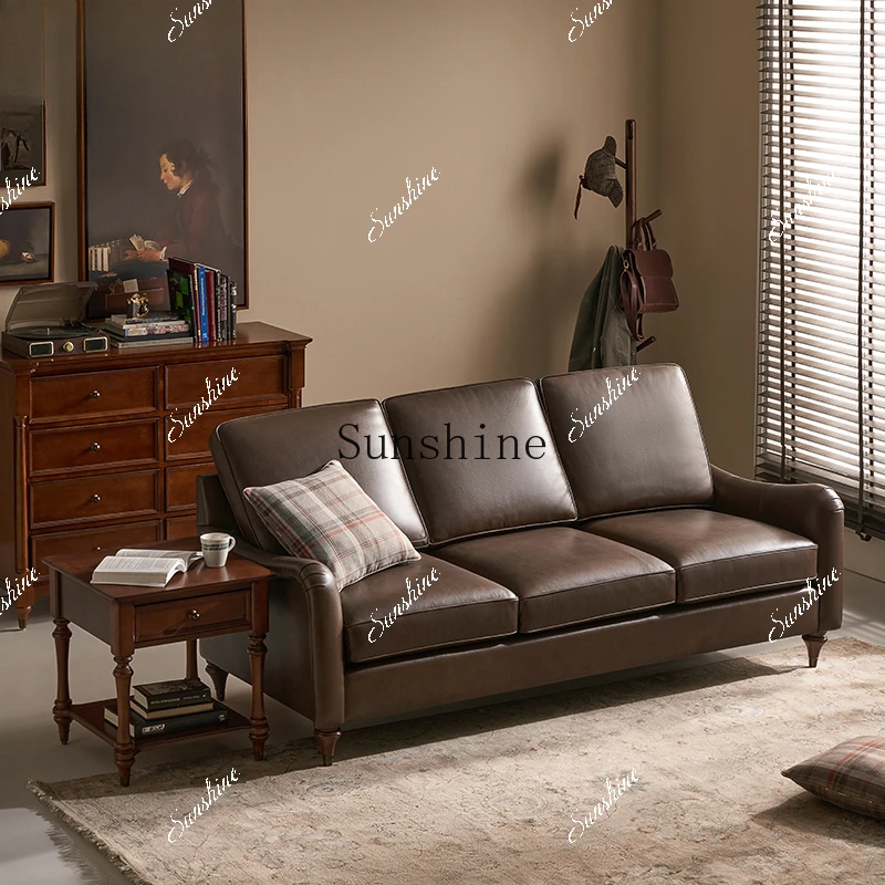 Large and small apartment modern simple leather art, flannel three-person sofa  FT