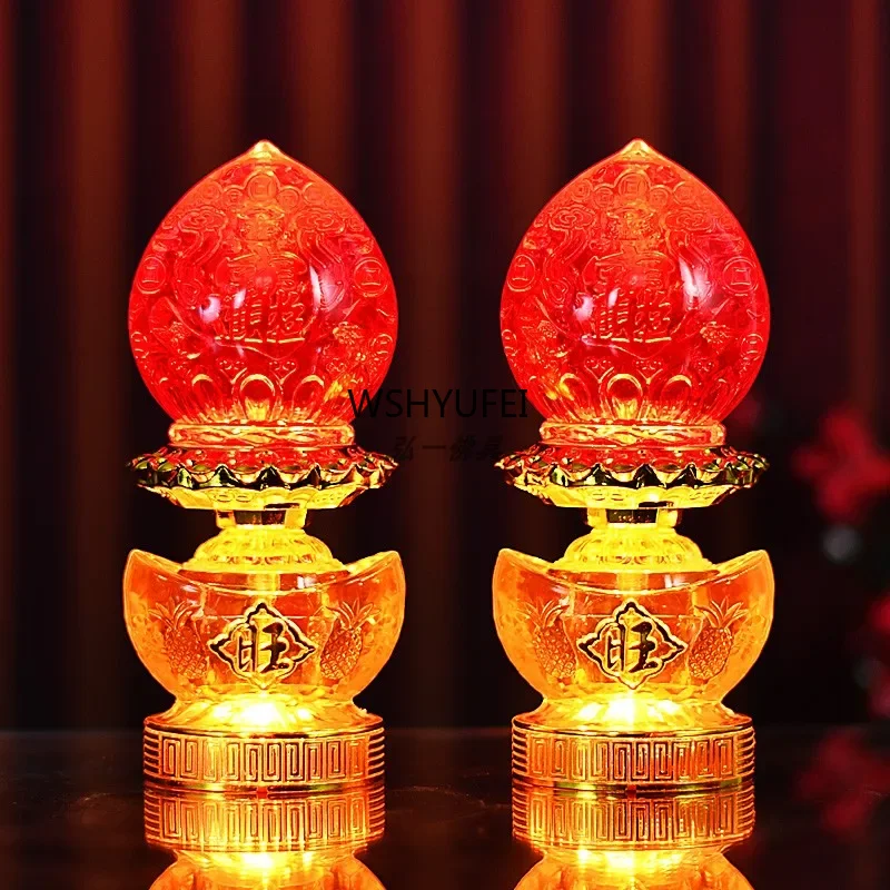 God of Wealth Lamp Electric Candlestick Supply Buddha Led Light Eternal Candle Lamp Smokeless Household Make Offerings To Buddha