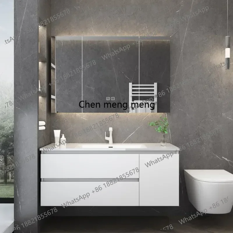Lacquer Bathroom Cabinet Combination Integrated Ceramic Basin Intelligent Simple Bathroom Hand Washing Face Furniture