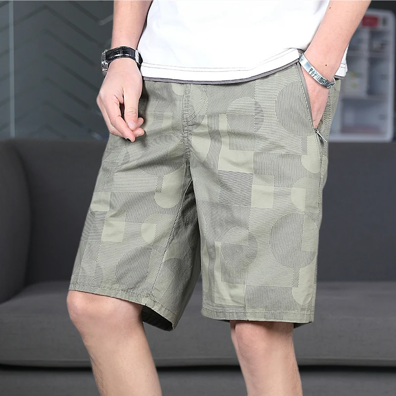 Men\'s Fashion Print Shorts Elastic Waist Beach Shorts Gym Male Clothes Swimwear Plus Size Y2K Knee Short Pants