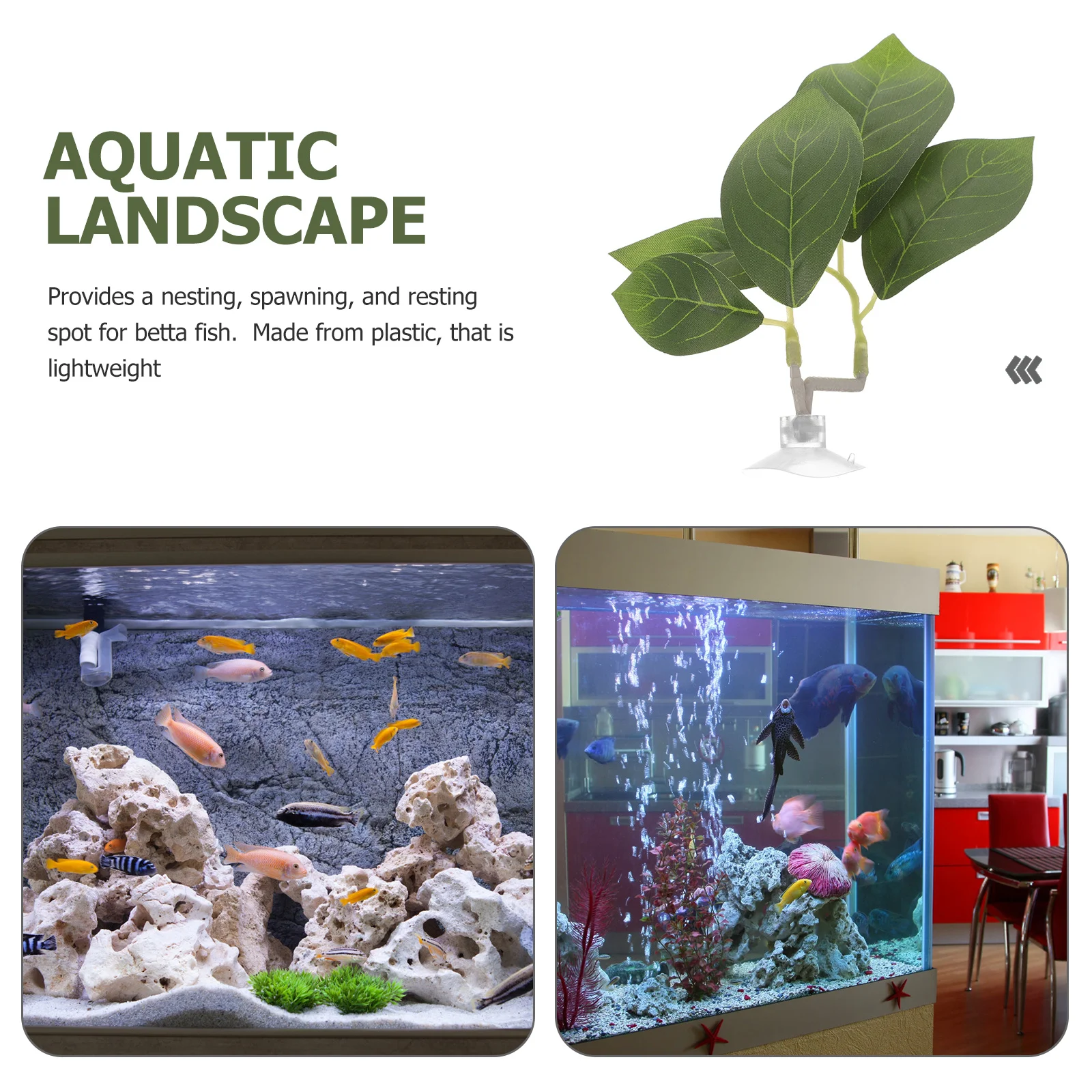 

Realistic Artificial Aquarium Plants With Suction Cups Betta Fish Tank Decor Leaf Bed Spawning Habitat Plastic Aquatic Foliage