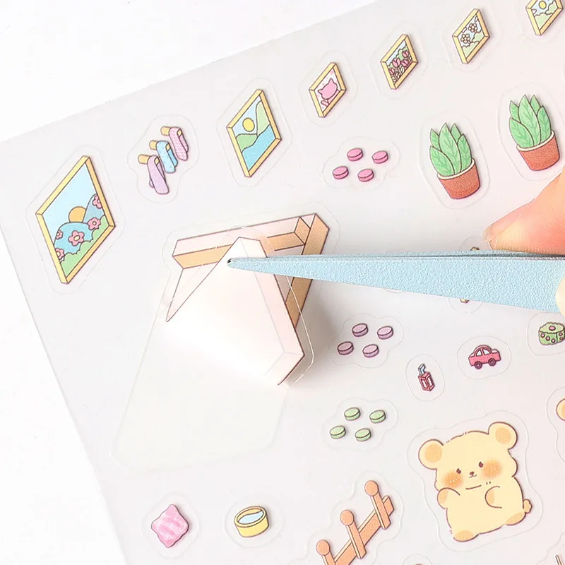 DIY ديكور اليدوية 3D التصميم الإبداعي المشهد ديكور مائي 4 قطعة/المجموعة لطيف الكرتون الحيوان المشهد غرفة تخطيط المشهد ملصق #4