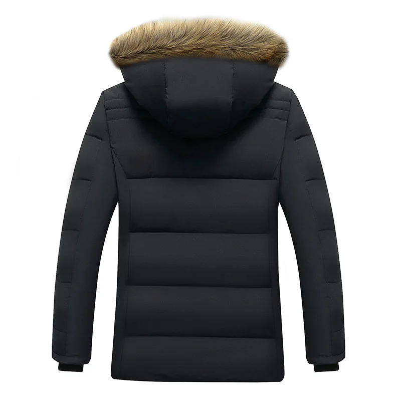 2024 Winter New Warm Thick Fleece Parkas Men windbreak Hooded Fur Collar Parka Jacket Coat Men Autumn Fashion Casual Parkas Men