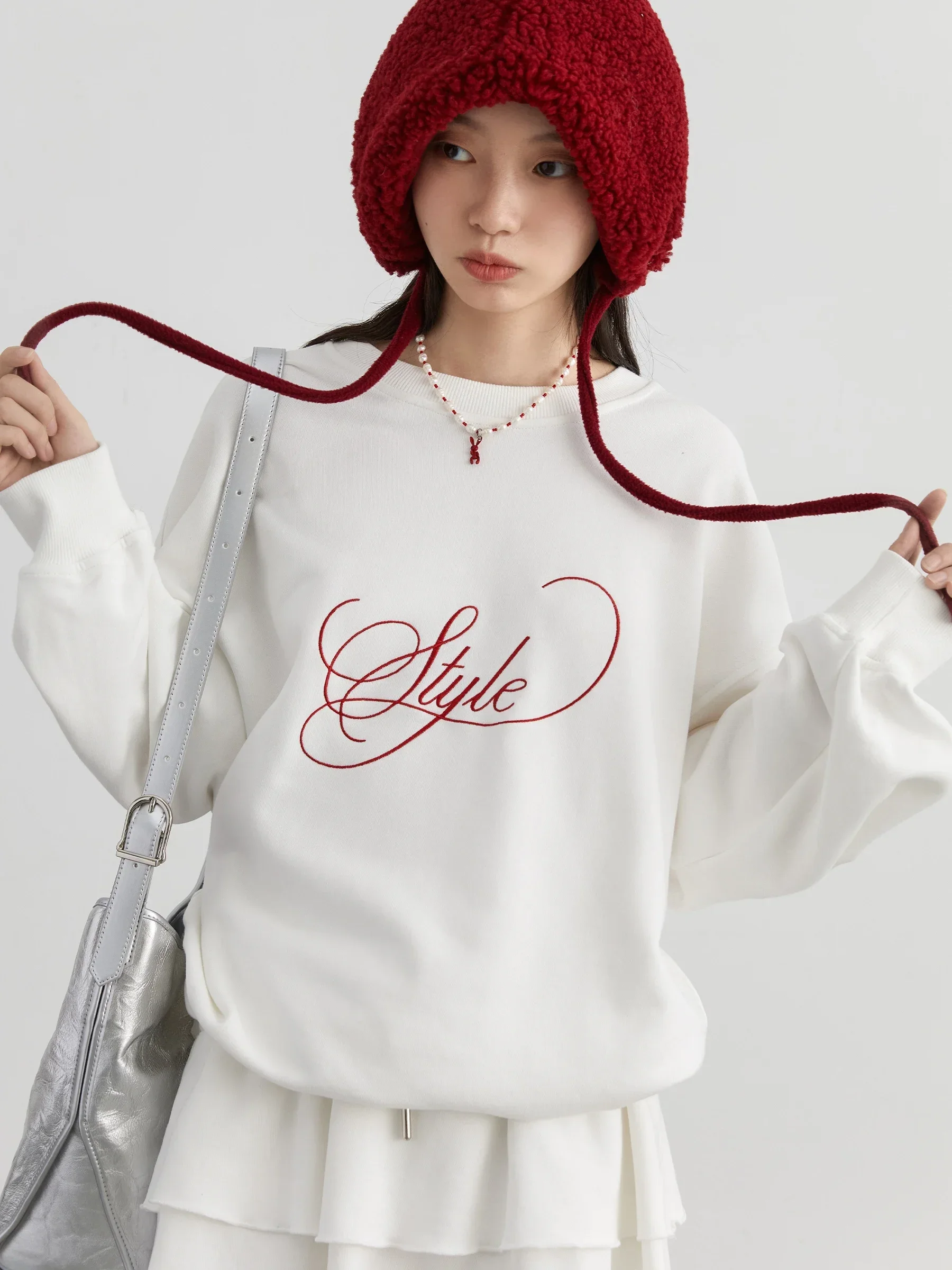 CHIC VEN Women's Pullover Shirt Loose Casual New Korean Letter Embroidered Elastic Waist A-line Skirt Set Spring Autumn 2024