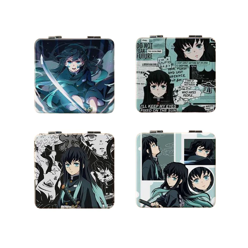

Demon Slayer Anime Kamado Tanjirou Mirror Plastic Students Dormitory Portable Flip Top Double Sided Folding Compact Makeup New