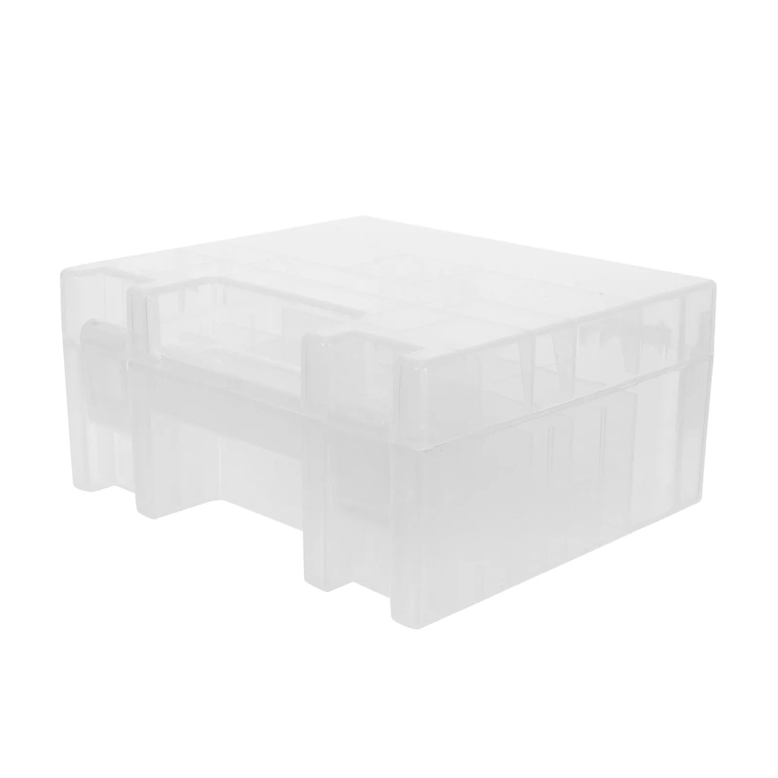 Transparent Plastic Battery Organizer Storage Case for Aa Aaa Button Batteries 5.4x4.7x2.6 Inch Lid Portable