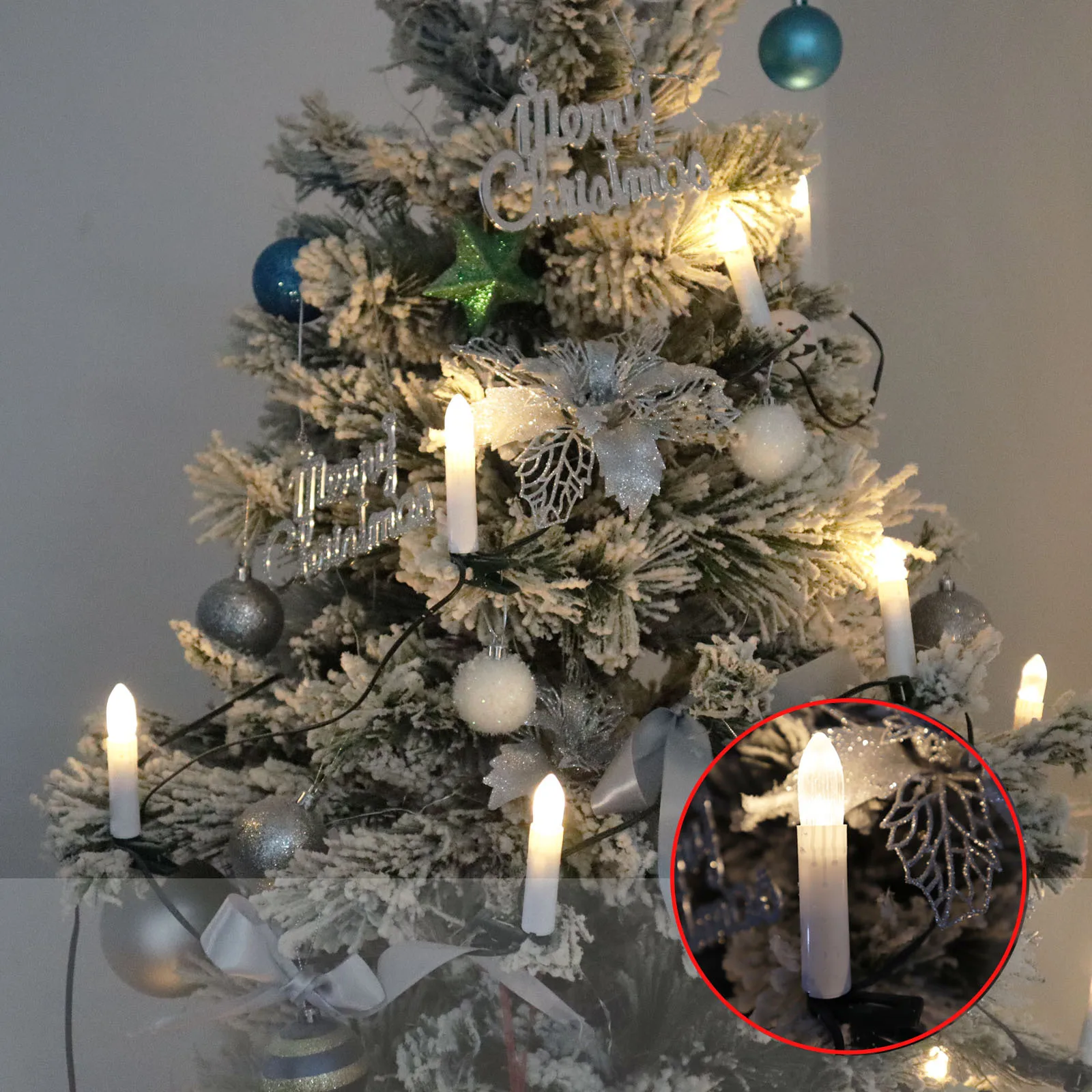 20LED świeca String LED ciepły biały klips-on bezpłomieniowy stożek świeca rodzinne przyjęcie świąteczne boże narodzenie w domu światło dekoracje na
