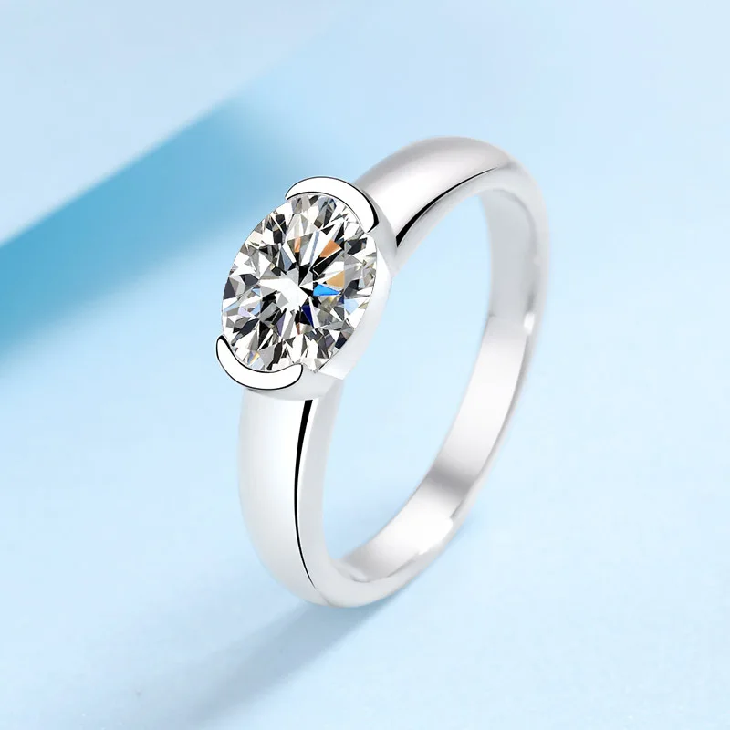 Fashion Simple Pigeon Egg Ring 1.5ct Women Moissanite PT950 Platinum Clean & Stylish, Enhance Overall Temperament