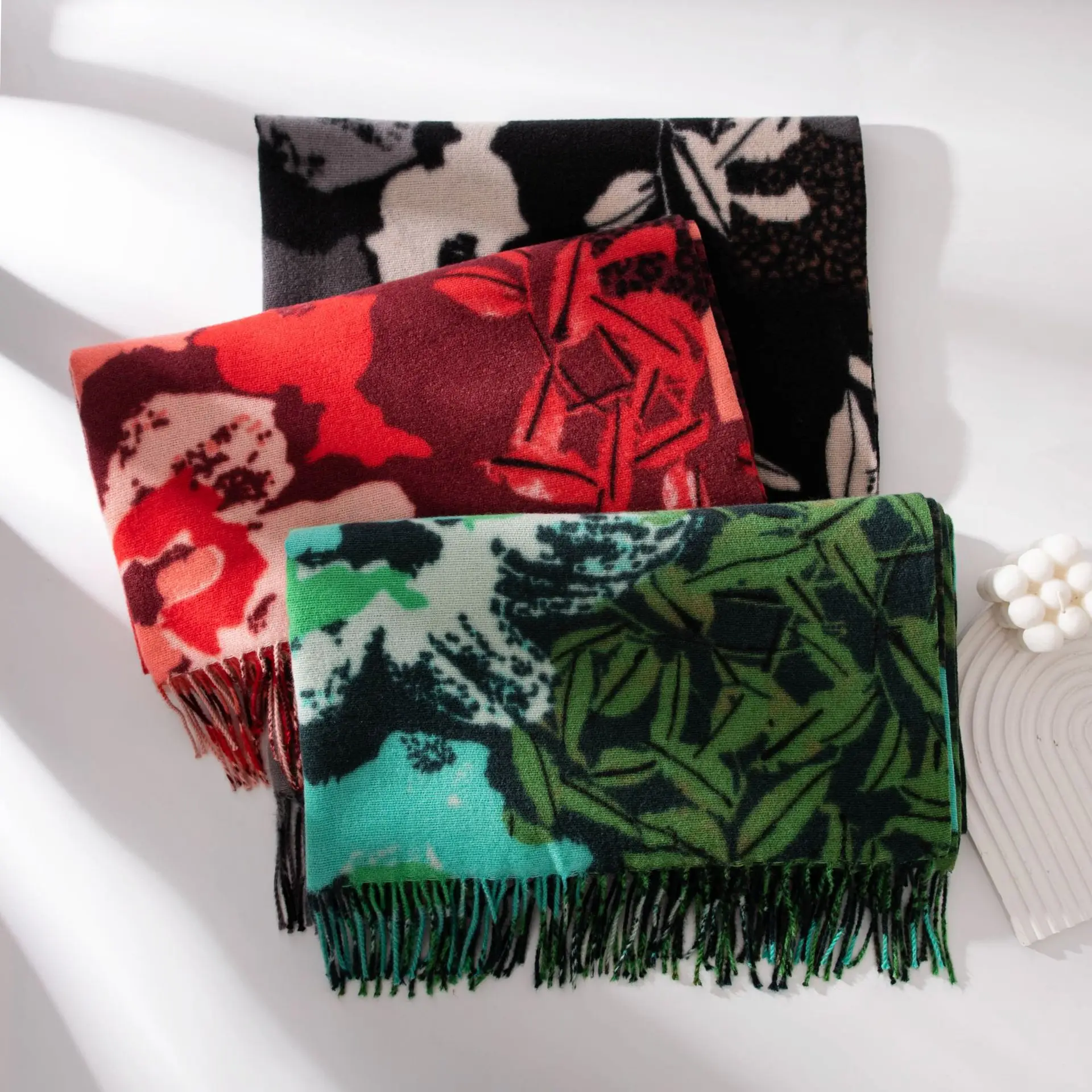 جديد لينة ودافئة تقليد الكشمير الفني الرجعية شرابة وشاح مع شخصية وعصرية والراقية المطبوعة المرأة شال #1