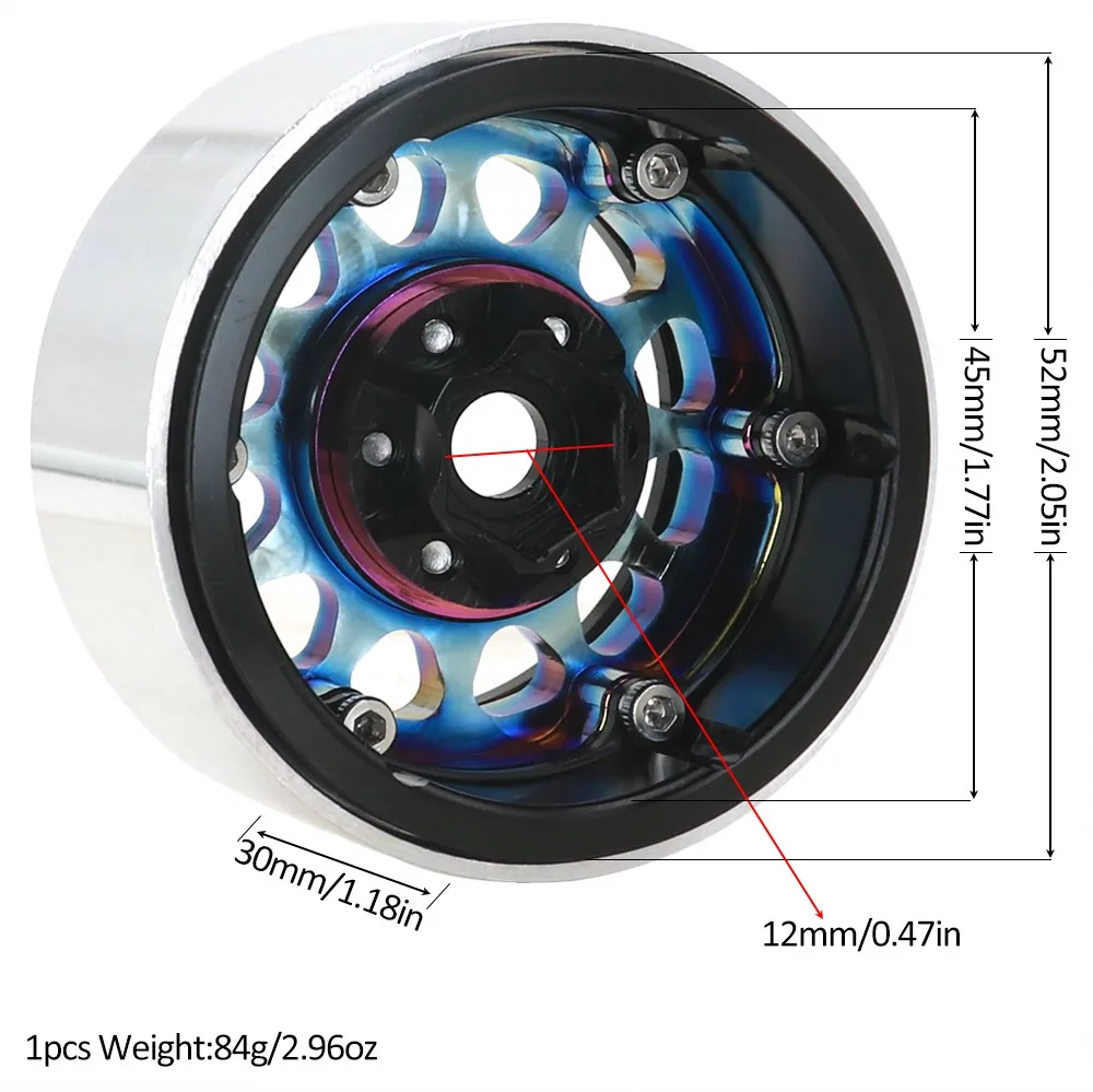 Ajrc 1.9inch Colorful Metal Beadlock 12 Round Hole Wheel Hub Rim For 1/10 Rc Crawler Axial Scx10 Axi03007 Yikong Trx4 Redcat Rgt