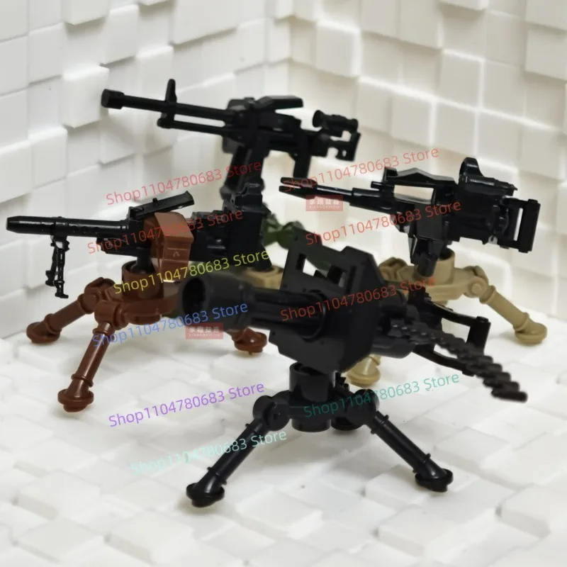 Building Blocks Ukraine Warrior Heavy Machine Gun Grenade Launcher Mini Figure Accessories Assembly Model Display Decor Toy Gift