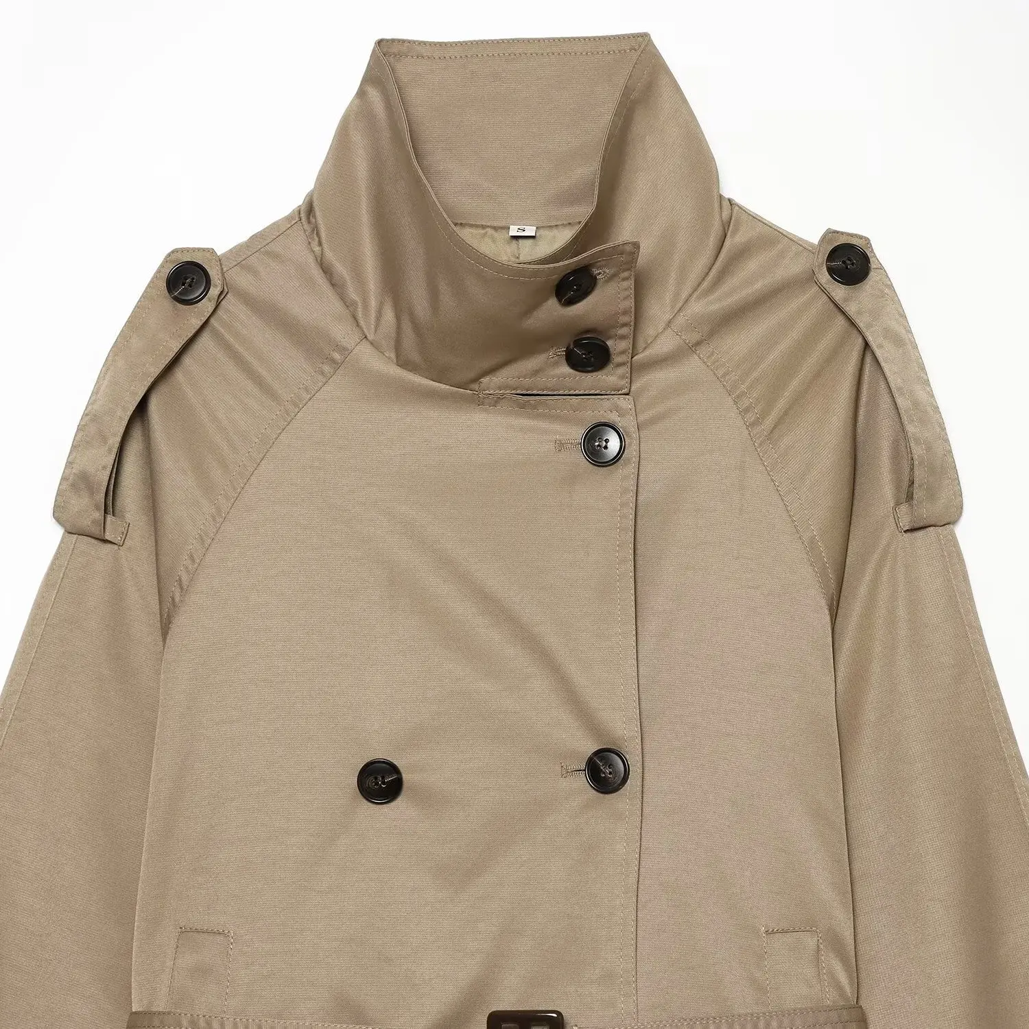 KASLEAD New Women's Fashion Design Short Jacket Coat with Belt European Style Long Sleeve Polyester Fiber Spring Season