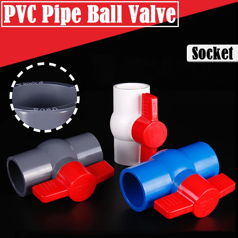 

2Pcs/Lot Inner Dia20~90mm PVC Pipe Socket Ball Valve Aquarium Fish Tank Water Supply Tube Switch Valve Garden Irrigation Valves