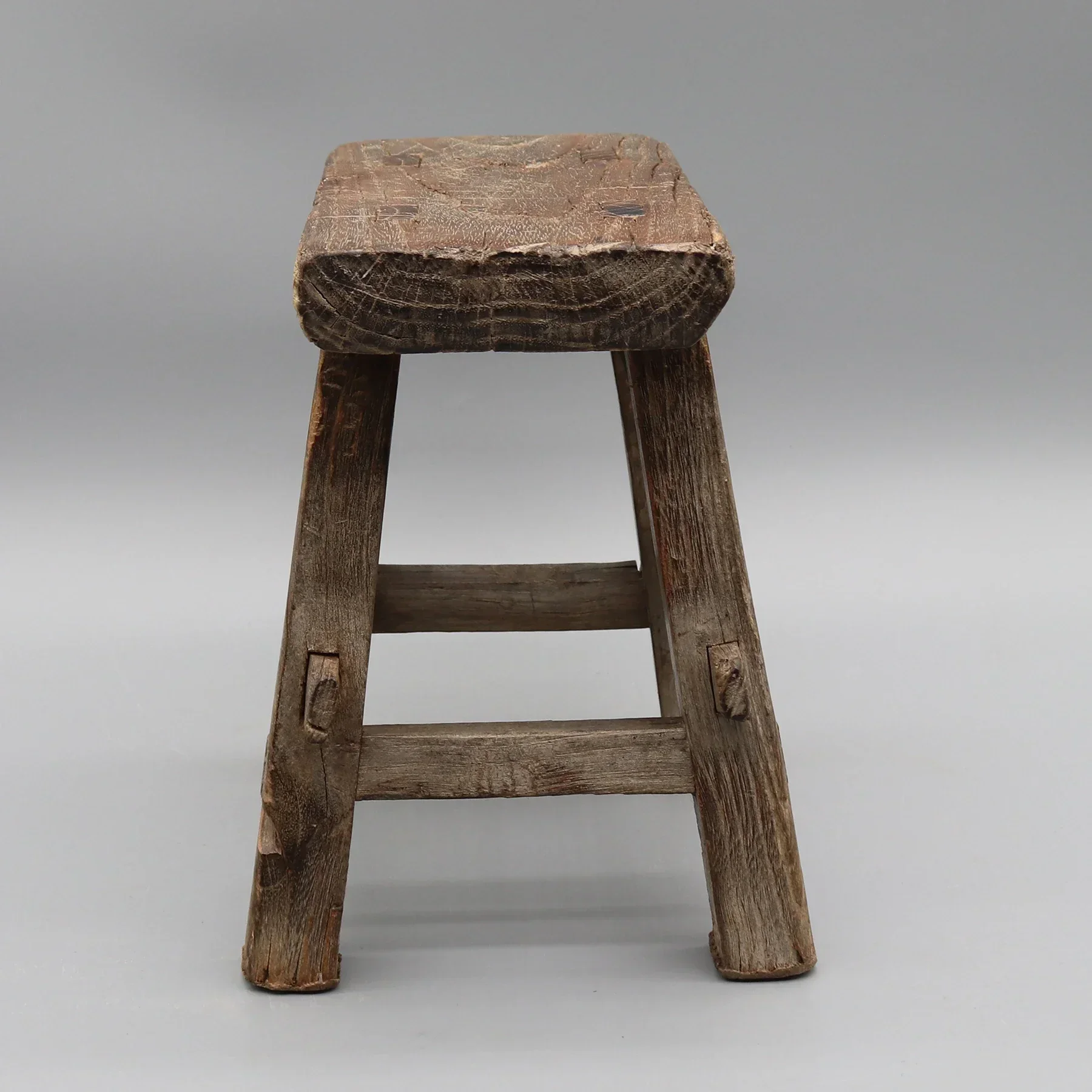 مقعد خشبي صغير، قديم، خشب متين، عتيق صيني #4