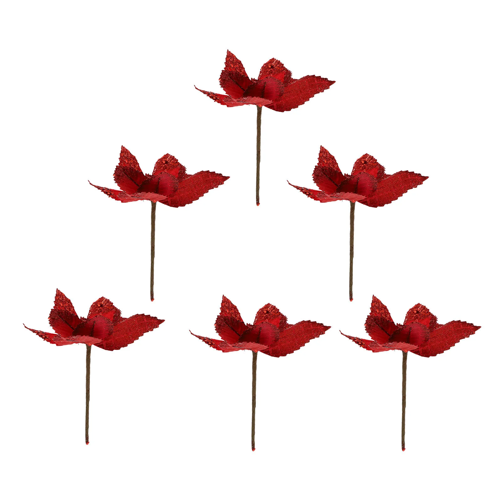 

6Pcs Artificial Christmas Flowers Lifelike Simulation Xmas Flower Decor for Holiday Wedding Party Home Decoration