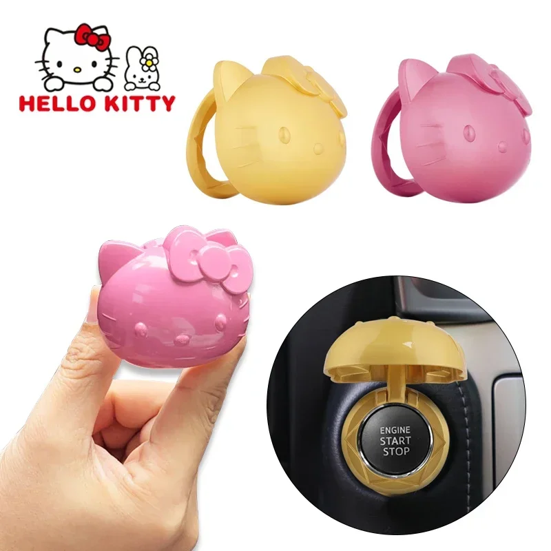 

Sanrio, Hello Kitty кнопка запуска и остановки автомобиля с одним нажатием Защитная крышка симпатичная крышка кнопки зажигания двигателя автомобиля