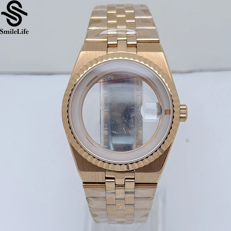SmileLife 39.5mm RoseGold Land-Dweller Watch Case With Strap Sapphire Glass 33.8mm Dial Fit NH35 Movement Watch Accessories