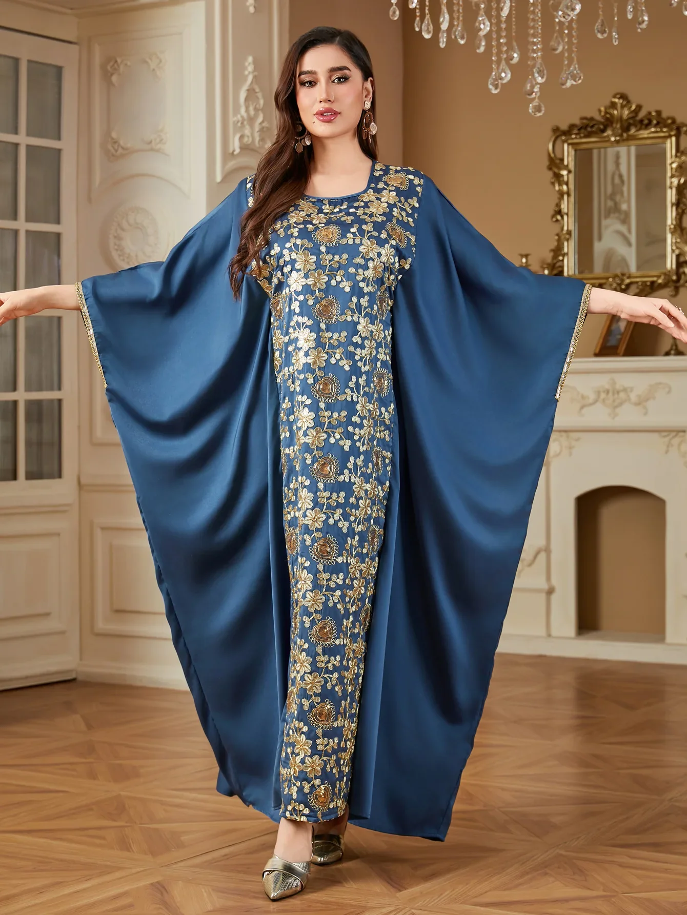โมร็อกโกอาหรับเย็บปักถักร้อยแขนค้างคาวมุสลิมชุดพู่ดูไบ Abaya ตุรกีอิสลามมุสลิมชุด Maxi ยาวสําหรับผู้หญิง Robe