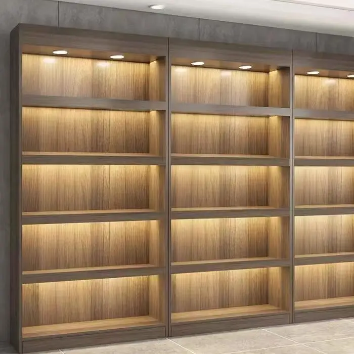 Estante de exhibición de Panel de madera moderno para el hogar, Bar, sala de estar, apartamento para centro comercial, soporte de suelo, estantería de tienda