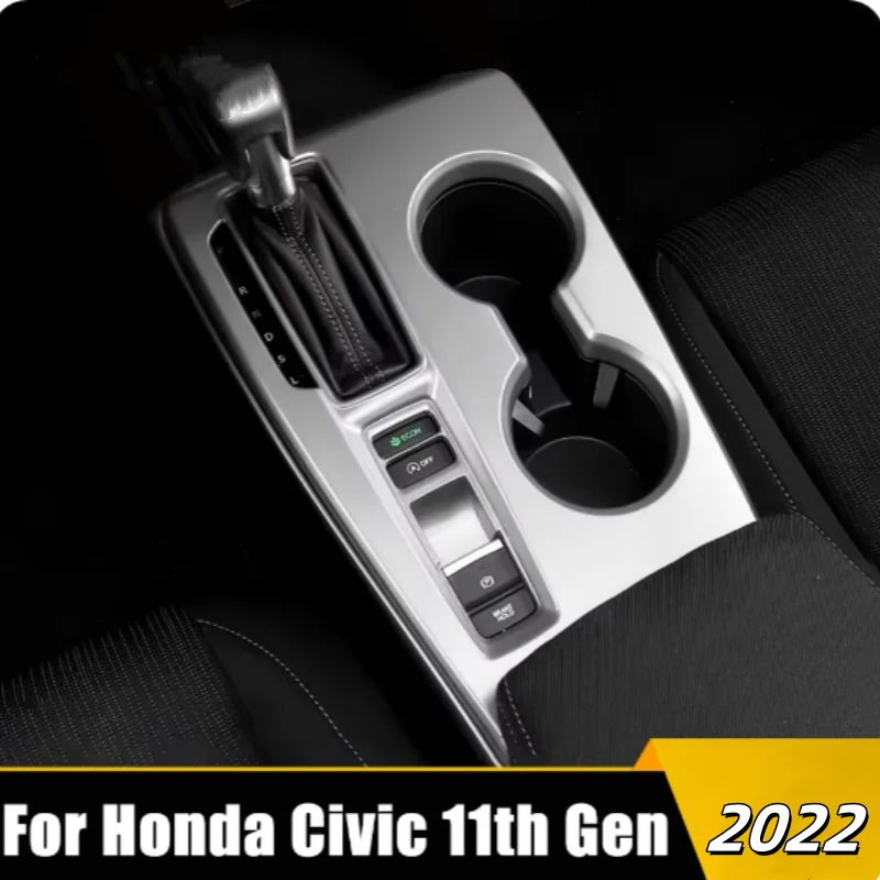 For Honda Civic 11th gen LHD RHD  2022 2023 ABS Carbon/Red Silver Car Center control shift panel trim frame interior accessories
