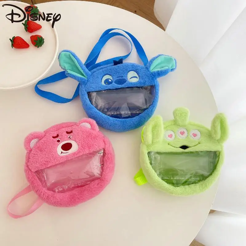 

Kawaii Disney Lotso Stitch Alien Cartoon Plush Shoulder Bag Cosmetic Bag Children Cute Transparent Crossbody Bag Christmas Gift