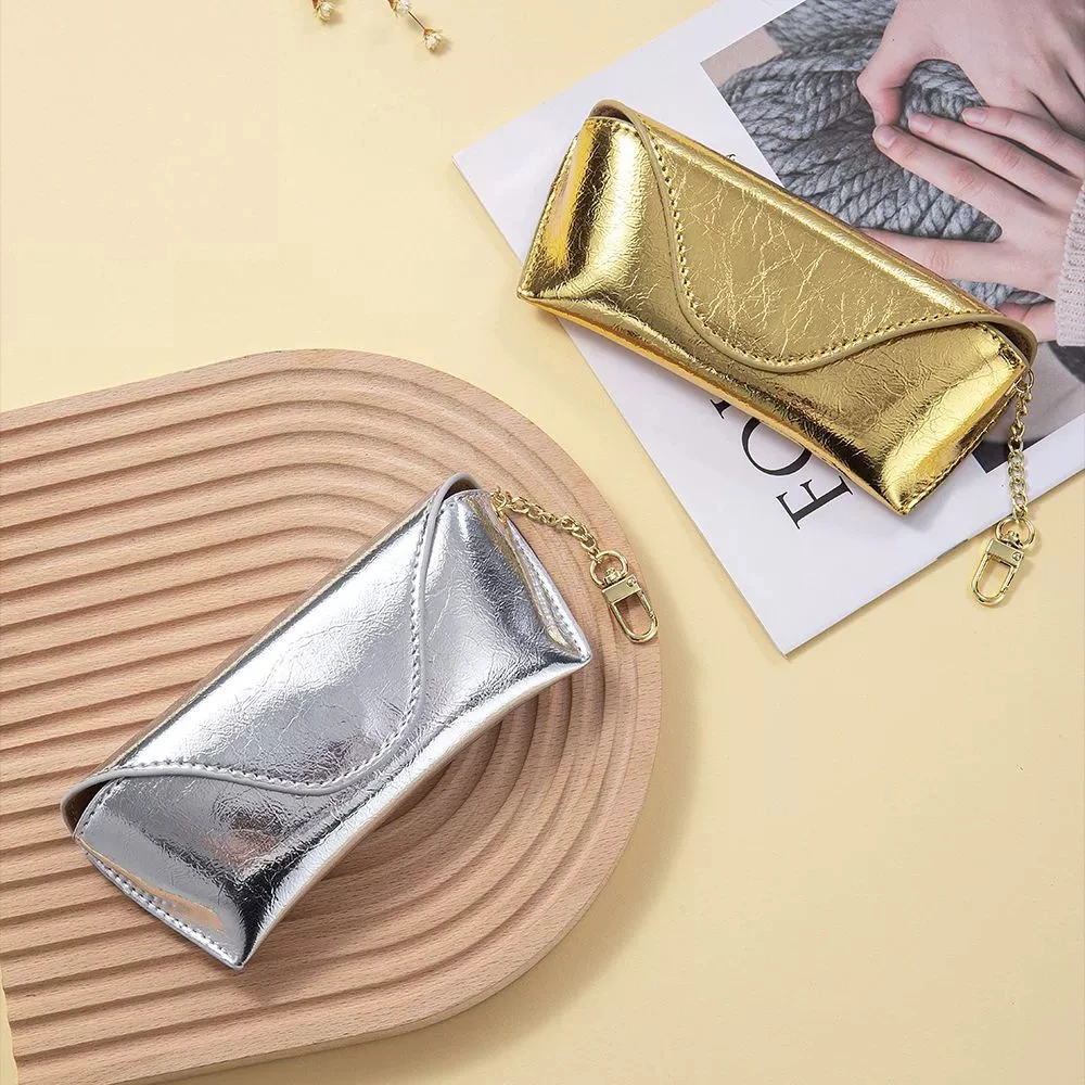 2026 New Leather Artistic Sunglasses Case Portable Versatile Women's Sunscreen Mirror Storage Bag Top Layer Cowhide