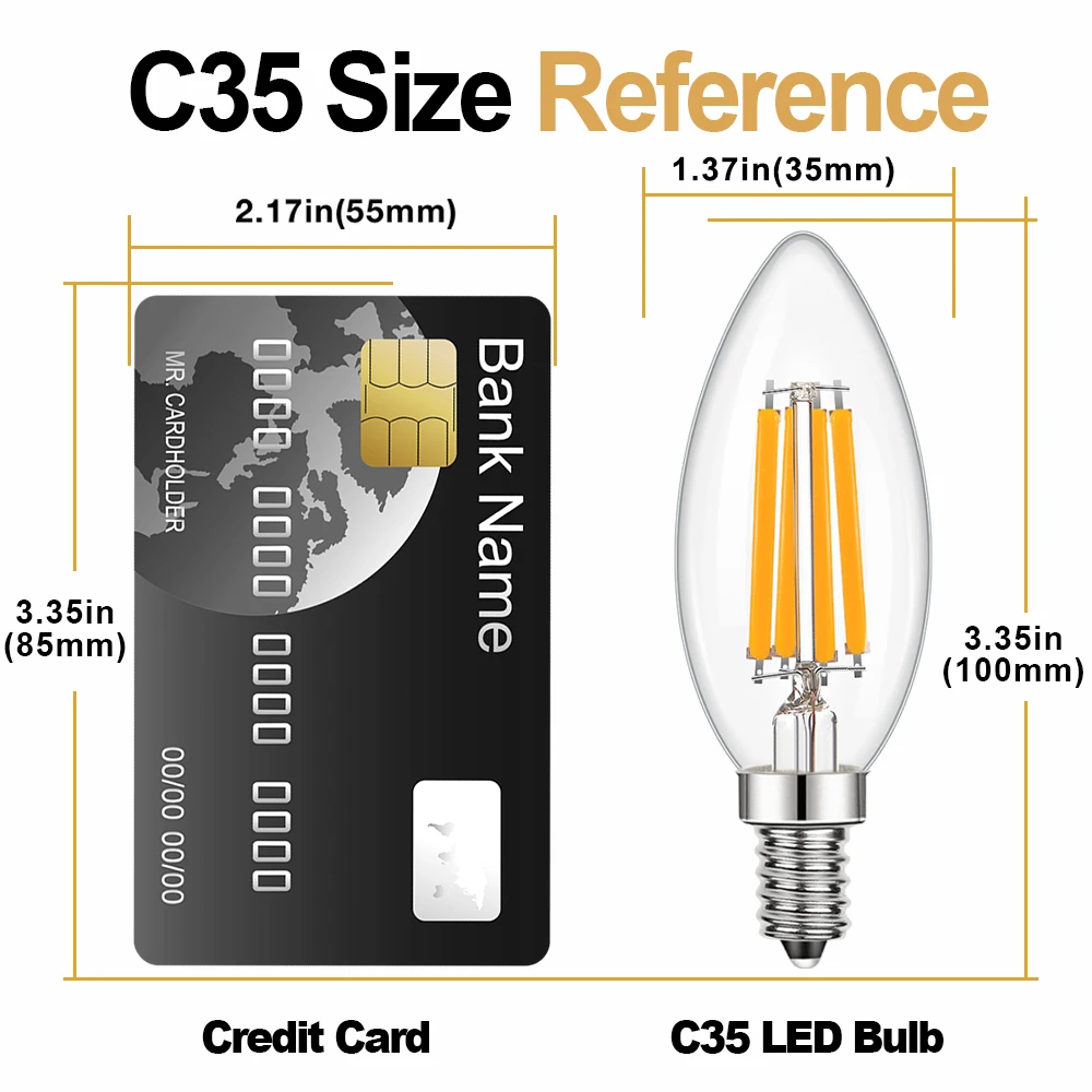 خمر C35 Led لمبة الدافئة الأبيض 4 واط 6 واط 220 فولت E14 خيوط شمعة مصباح عكس الضوء قلادة الثريا استبدال مصابيح كهربائية ديكور