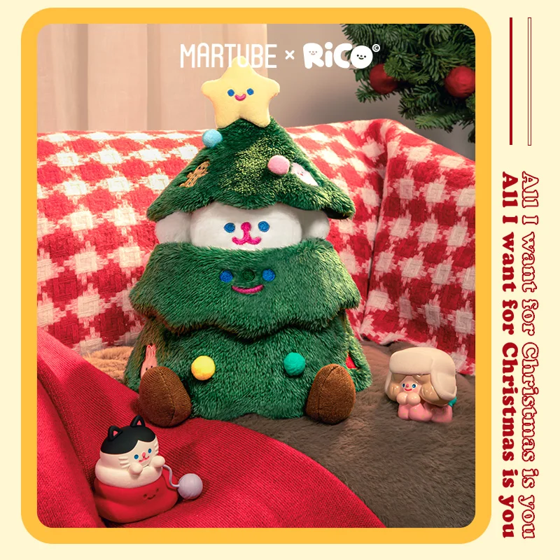 Original Rico X Maktoub Weihnachten Baum Plüsch Puppe Nette Cartoon Puppe Peripheren Kawaii Hund Echte Sammlung Mädchen Geschenk