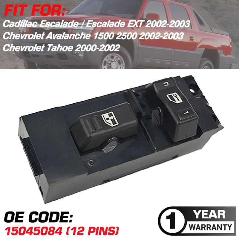 Power Master Window Switch 15045084 12 Pins For Cadillac Escalade EXT Chevrolet Avalanche Chevrolet Tahoe 2000-2003 19259960