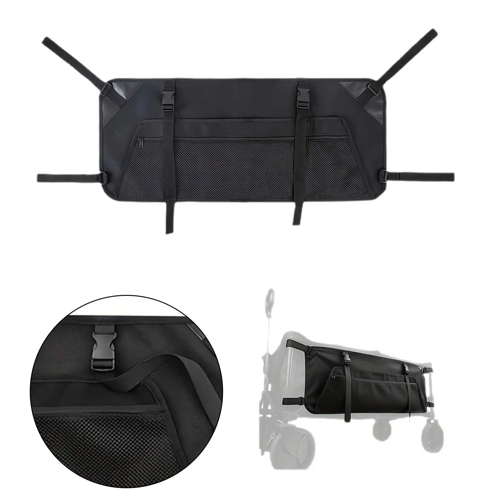 Outdoor Wagon Side Pocket Foldable Mesh Storage Bag for Camping Cart Picnic Garden Travel Organizer