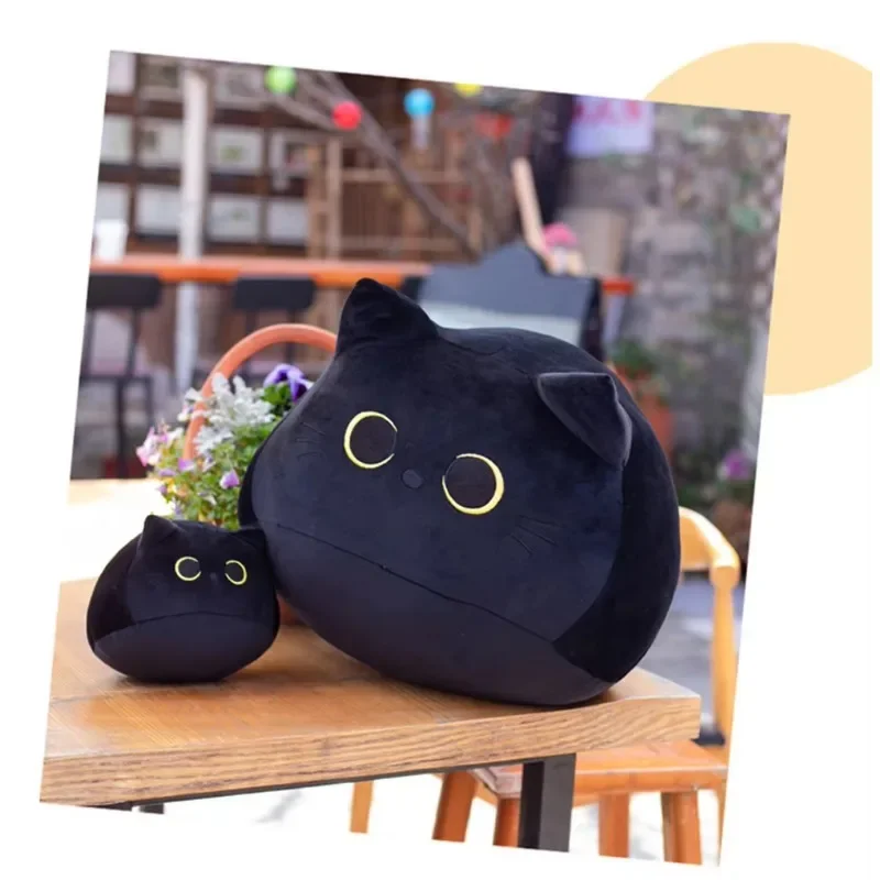 8cm Black Cat Shaped Soft Plush Pillows Doll Lovely Cartoon Animal Stuffed Toys Girls Birthday Gifts Ornaments