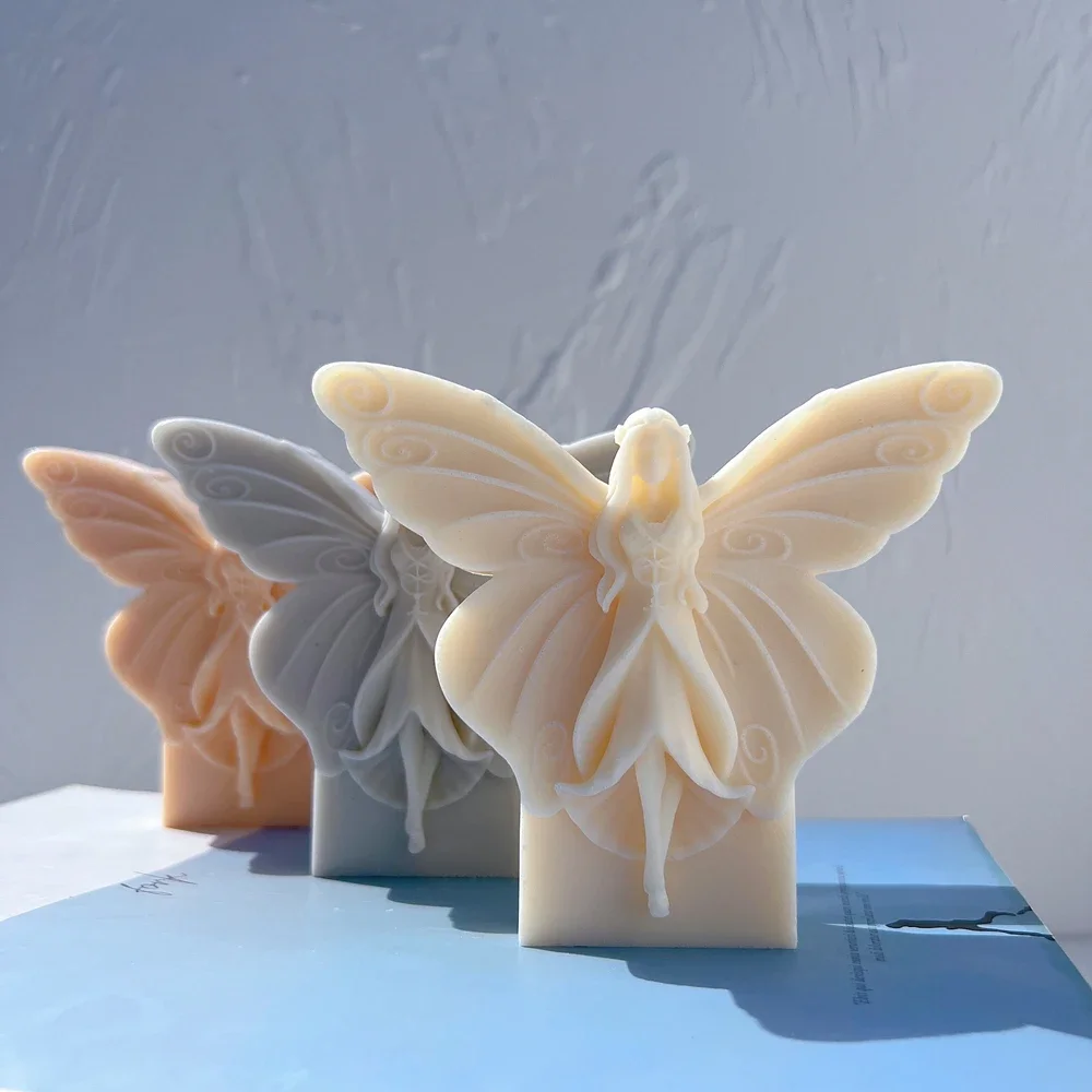 

Fairy Angel Figurine Silicone Mold Floral Fairies Art Sculpture Soy Wax Candle Mould Butterfly Fairy Statue Gardening Crafts