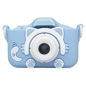 Cute cat children&#x27;s cameras silicone cases dual cameras kids photo HD Video camera toys festivals gift