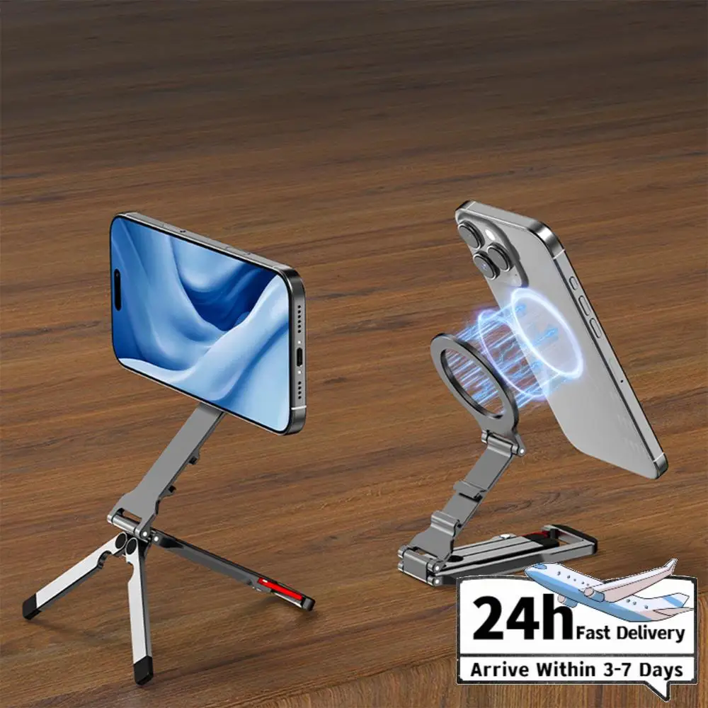 

Magnetic Phone Tripod Stand Foldable Adjustable Phone Mount Mobile Phone Holder for iPhone 16 15 14 13 12 Series
