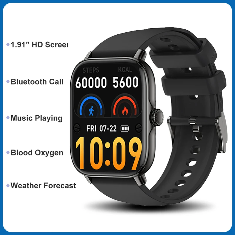 

Смарт-часы с Bluetooth, пульсометром и тонометром, 1,91 дюйма