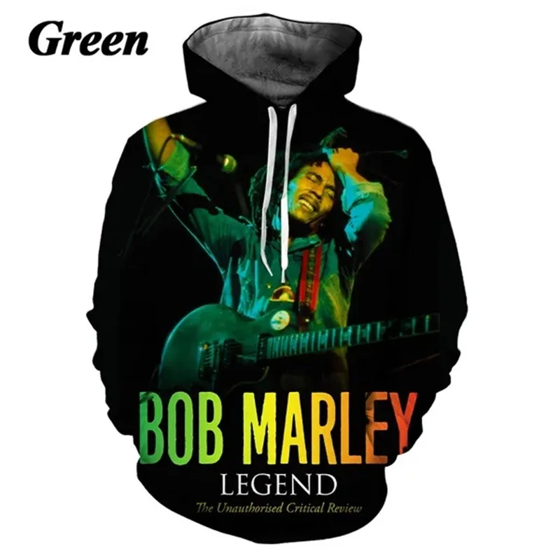 Bob Marley Raggie Hoodie For Men 3D Printed Rock Hip Hop Sweatshirt Tops Wailing Wailers Band Fashion Pullovers Streetwear