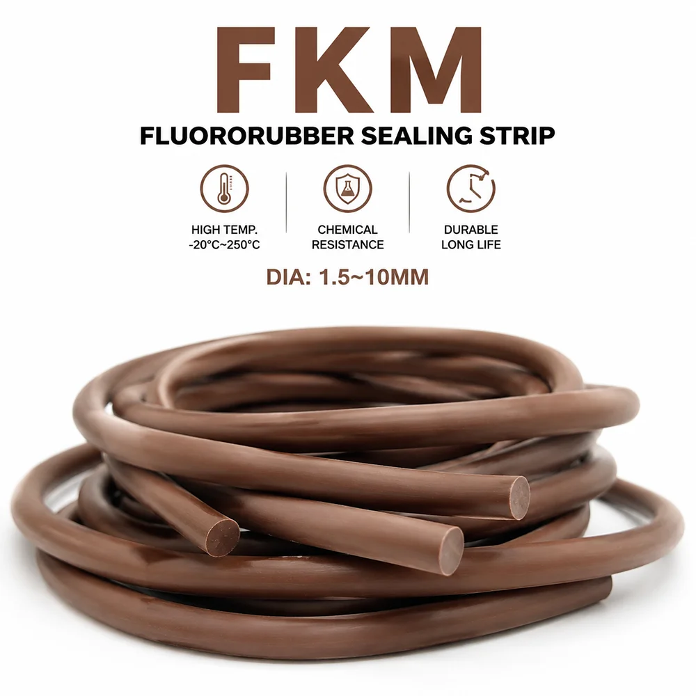 Brown FKM Seal Strip Dia 1.5~10mm High temperature/aging/valve pipeline sealing strip
