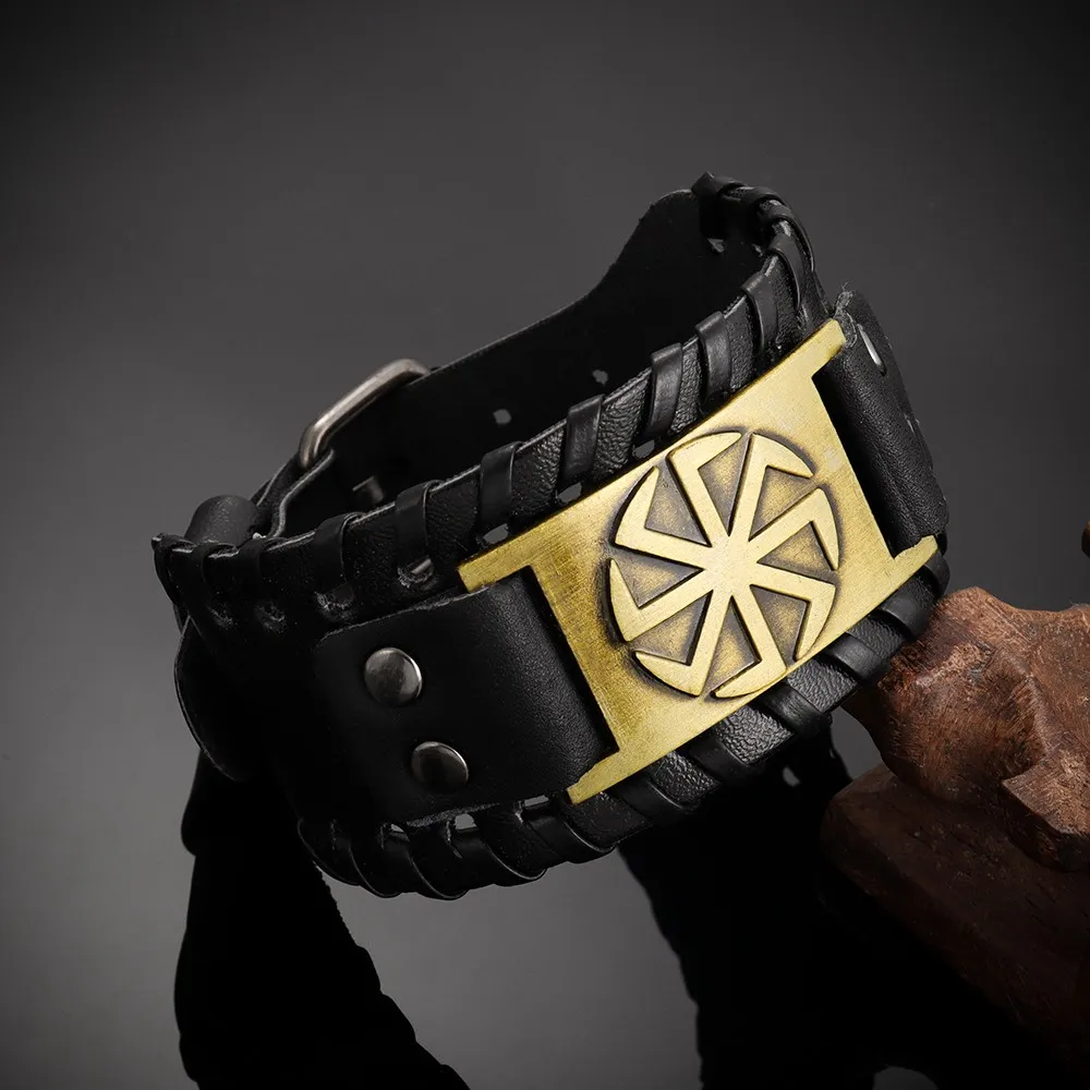 2025 Totem Design Nordic Lucky Compass Bracelet Viking Men's Bracelet New Trendy Fashion Leather Woven Accessories Party Jewelry view 4