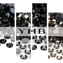 YHB High Quality Black Gray Flatback Crystal Pedrería Hotfix Rhinestones For Shoes Bags Nails Art Fabric Garment Decoration DiY