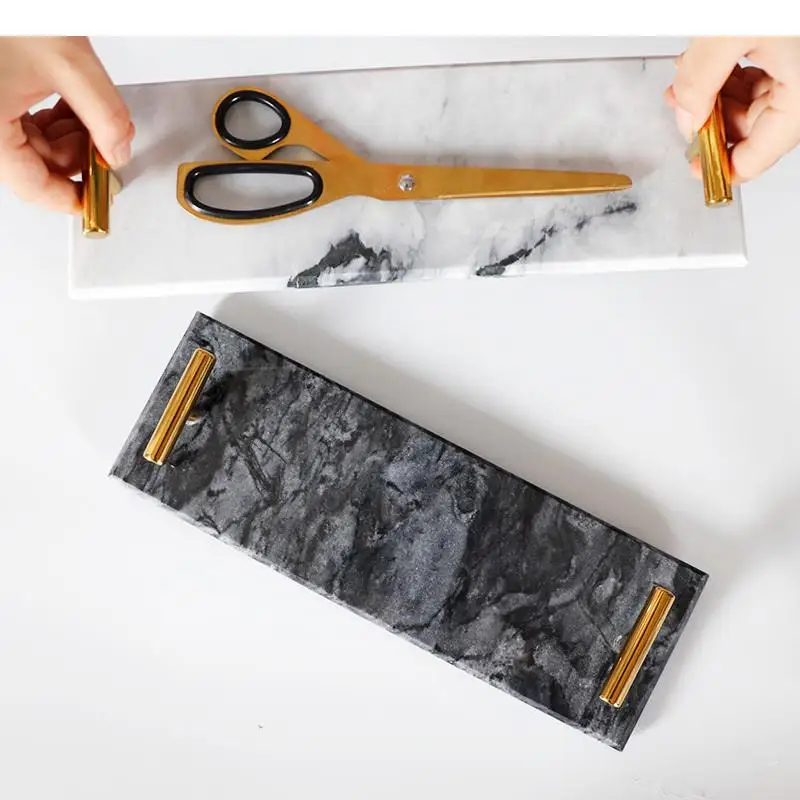 Nordic Natural Marble Tray Decoration Cosmetics Jewelry Bathroom Washing Storage Rack Home Accessories Modern