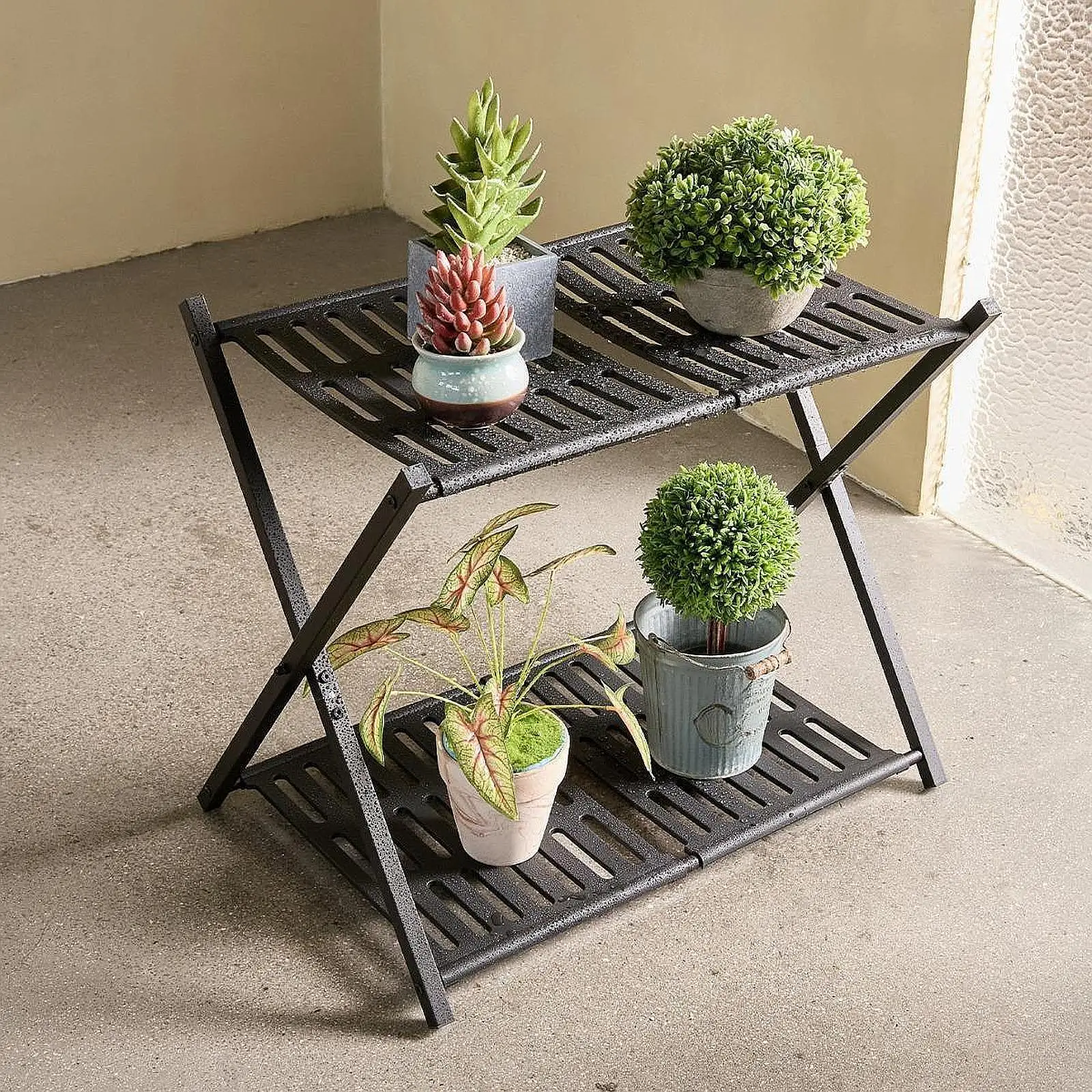 Metal Luggage Rack Storage Rack Lightweight Space Saving Suitcase Stand Foldable for Bedroom Hotel Living Room Gardening Patio