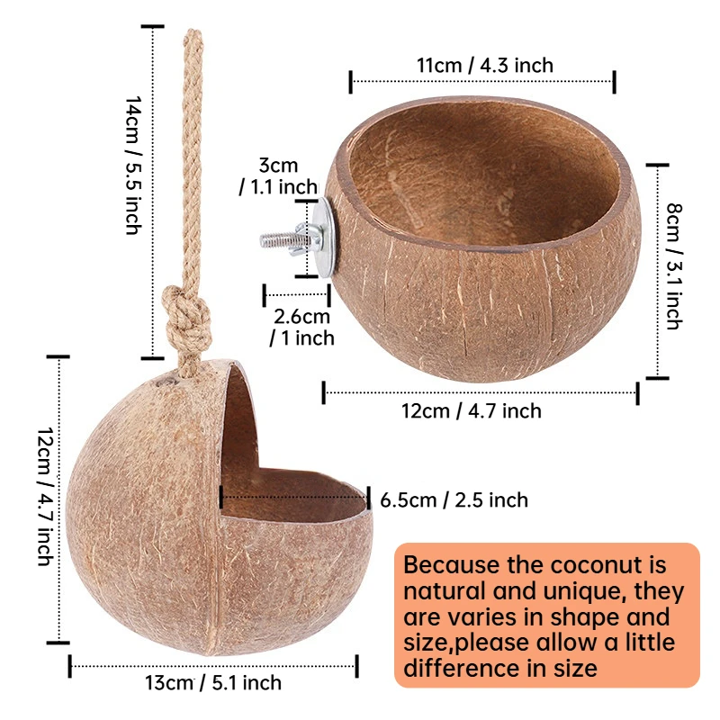Natural Coconut Shell Parrots Nest House Bed Breeding Nesting Anti-Pecking Bite for Bird Parrot Budgie Parakeet Cockatiel Conure view 6