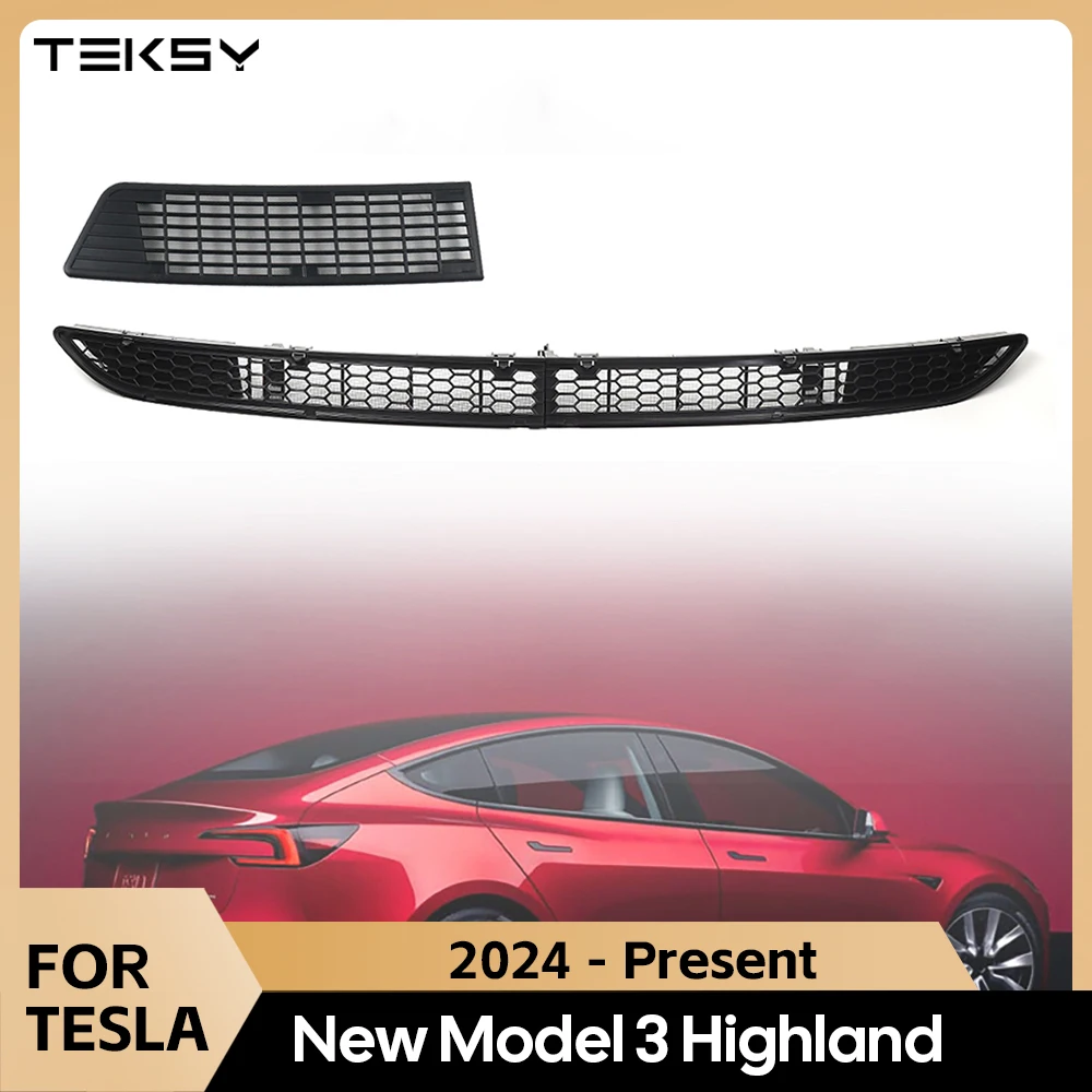 For Tesla Model 3 Highland 2024 Lower Bumper Anti Insect Net Anti Dust Proof Inner Vent Grille Cover Insect-proof Front Cover