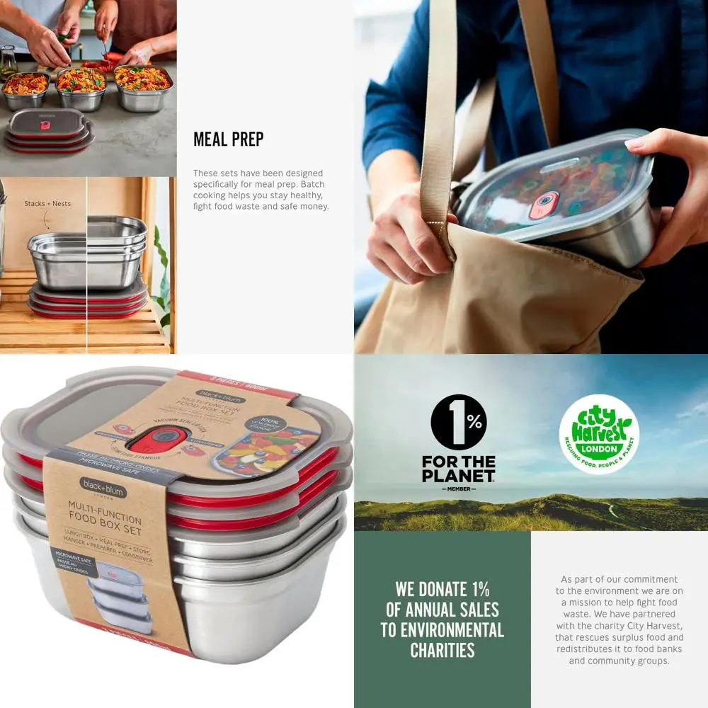 

Microwavable Stainless Steel Lunch Box Set, Leak-Proof, Dishwasher & Oven Safe, 22oz for Picnic and Camping