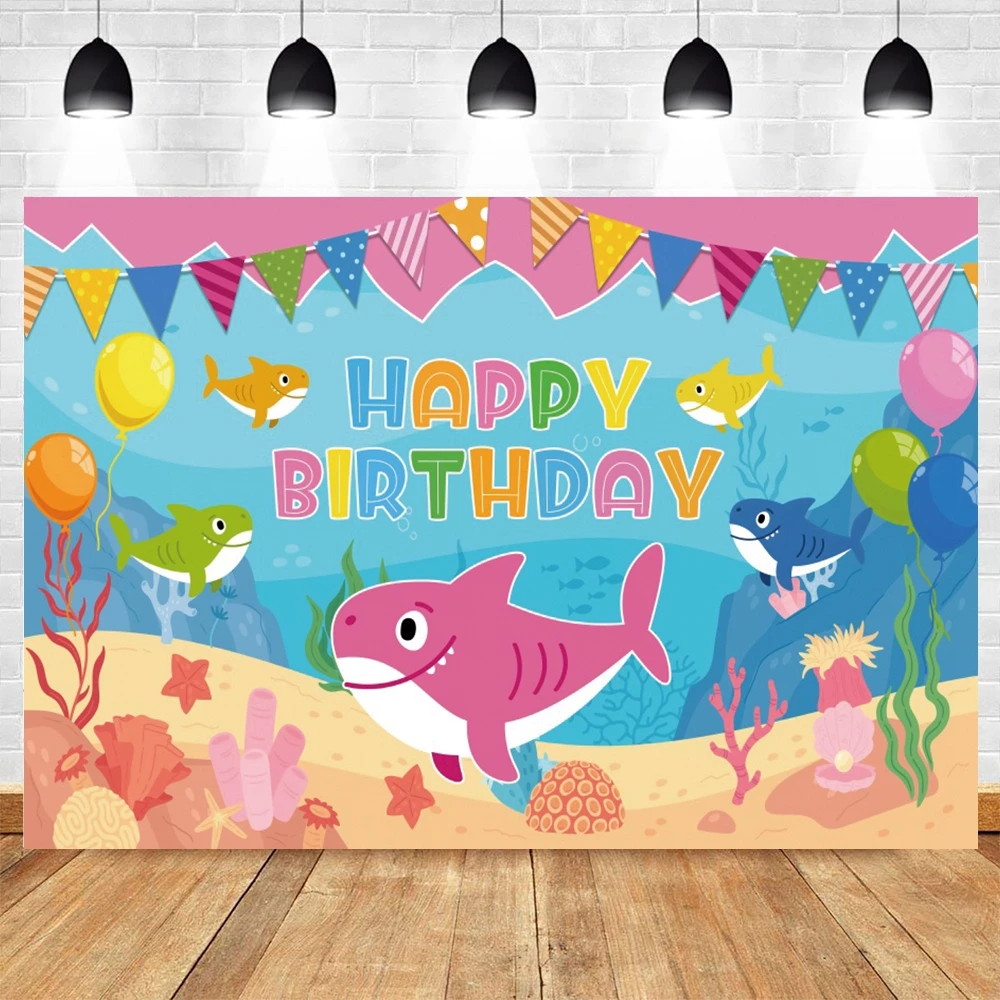 Underwater World Shark Fish Photography Backdrop Sea Ocean Dolphin Newborn Baby Birthday Party Decor Kids Portrait Background