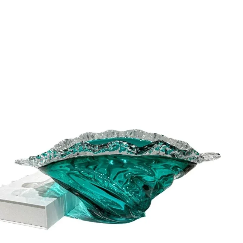 Glass vase, wavy lace fruit plate, home living room model room desktop decoration ornament