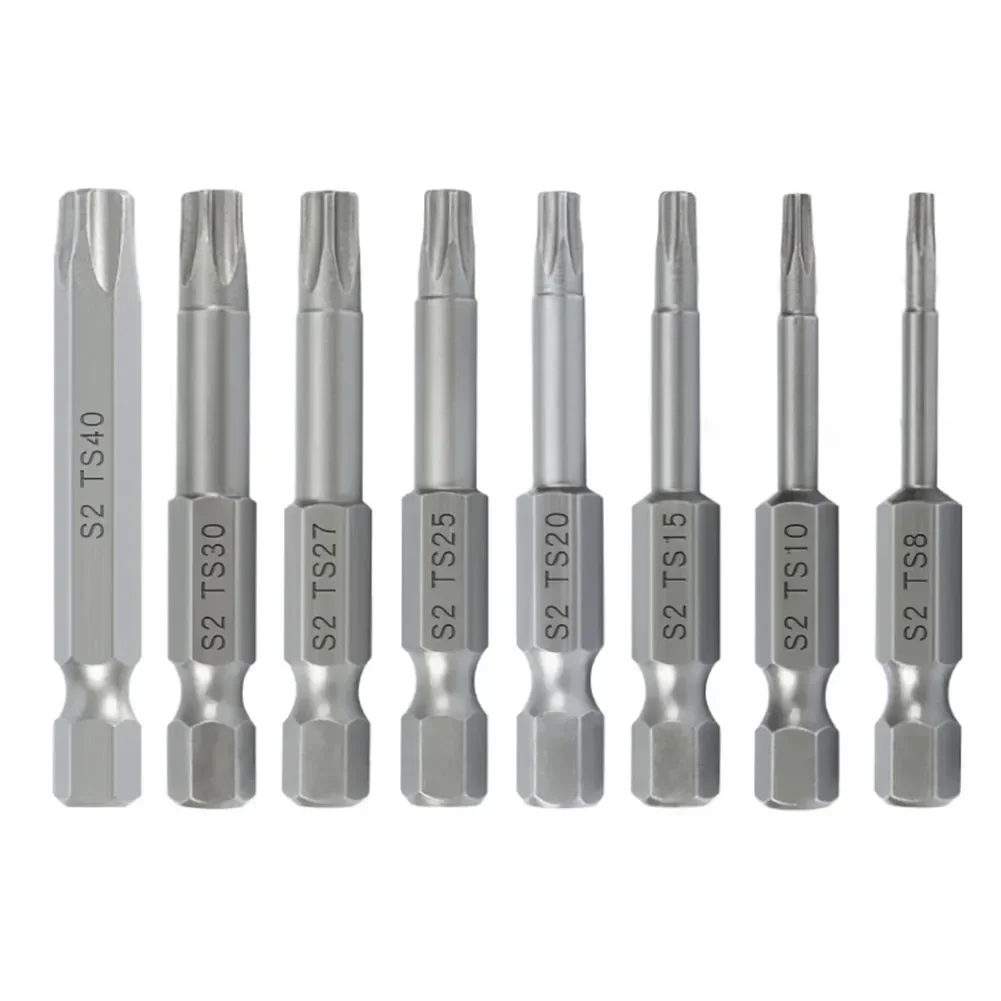 Chaves de Liga de Aço para Chaves de Fenda Elétricas Torx Bit Brocas Ferramenta Manual Estrela de Cinco Pontas 50 mm Comprimento Pcs