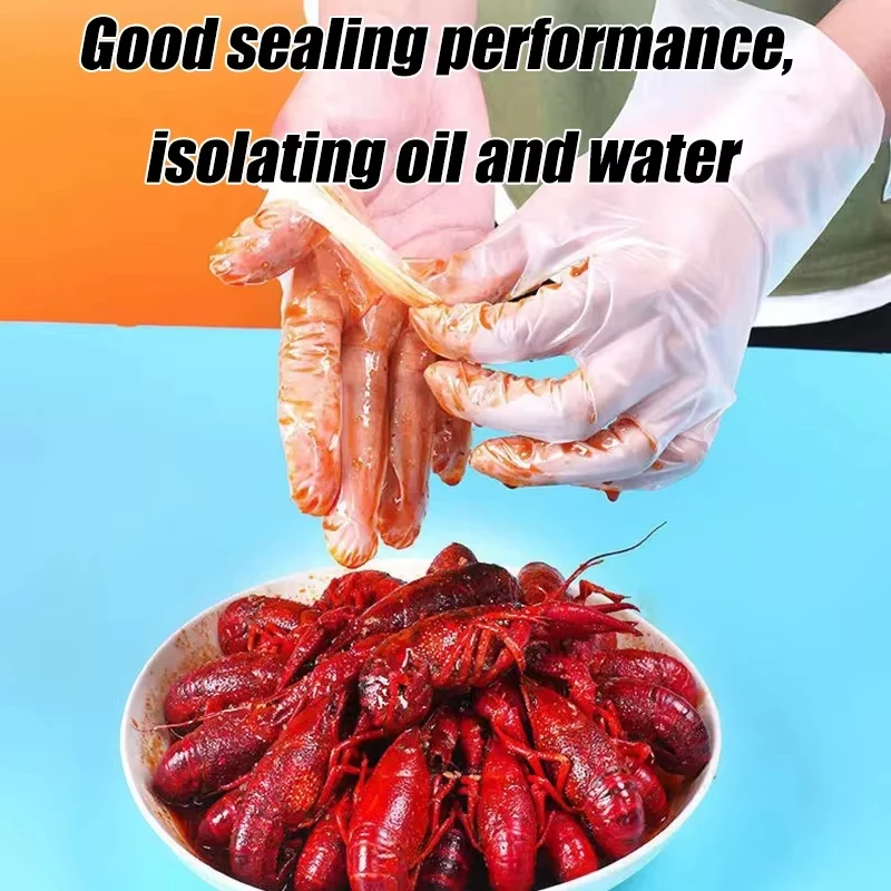 100pcs Disposable Tpe Gloves, Food Grade Thickened Disposable Gloves, Suitable For Cooking Cleaning BBQ Kitchen Things