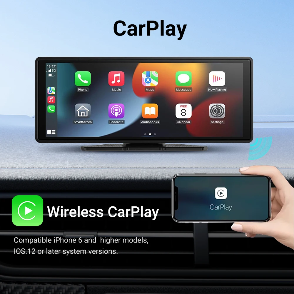 XUDA Universal Tragbare Multimedia Bildschirm Carplay Display Drahtlose Carplay Android Auto Touchscree Rückfahr Kamera Für Auto